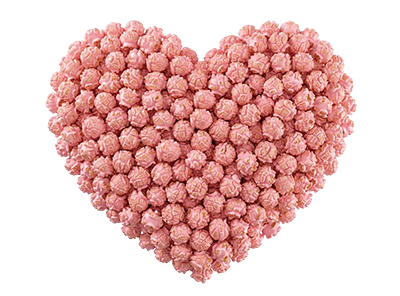 popcorn rose en forme de coeur
