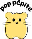 logo illustrant le nom de la marque pop pépite et la mascotte hamster
