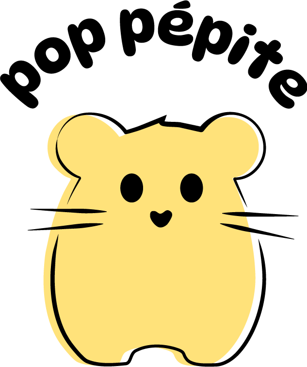logo illustrant le nom de la marque pop pépite et la mascotte hamster