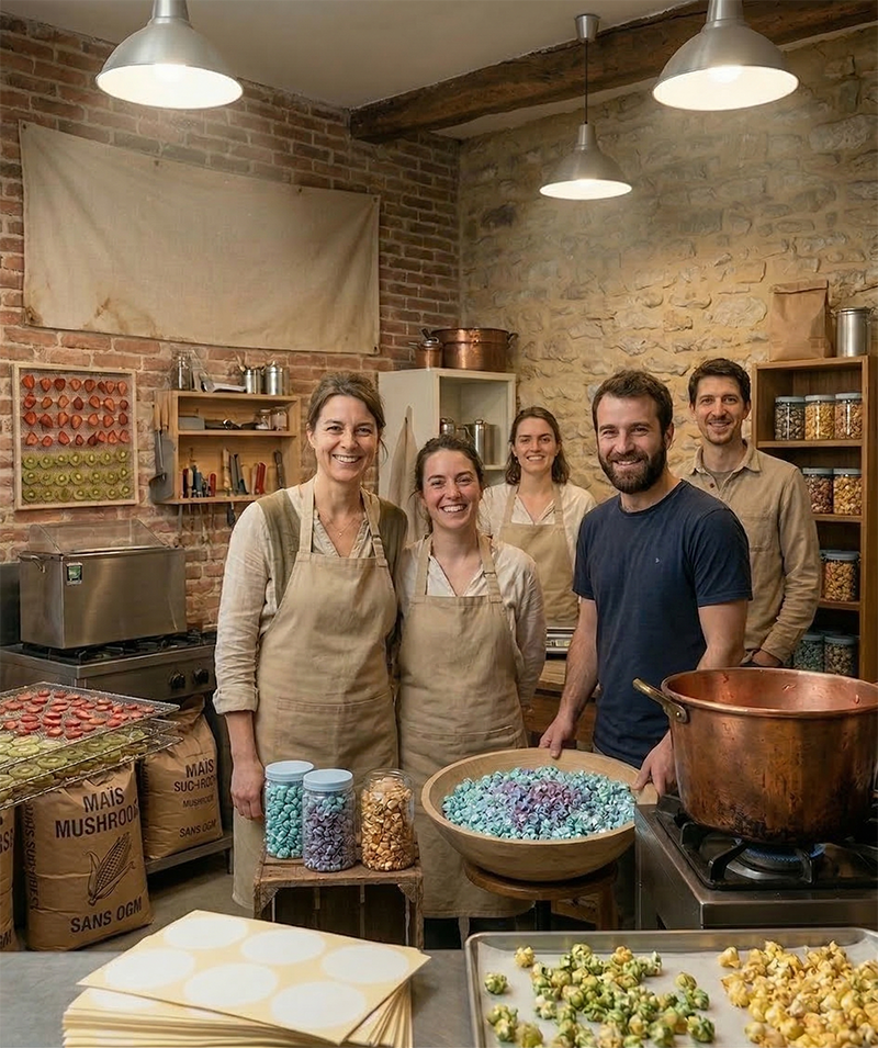 photo de l'equipe pop pépite dans l'atelier
