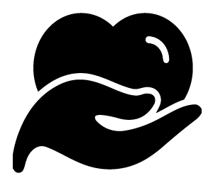 icône main tenant un coeur illustrant de la bienveillance